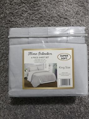 Home Collection King Size 6-Piece Sheet Set - Light Gray